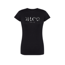 Charger l&#39;image dans la galerie, KH.CO Grey Camouflage - T-Shirt Femme Noir

