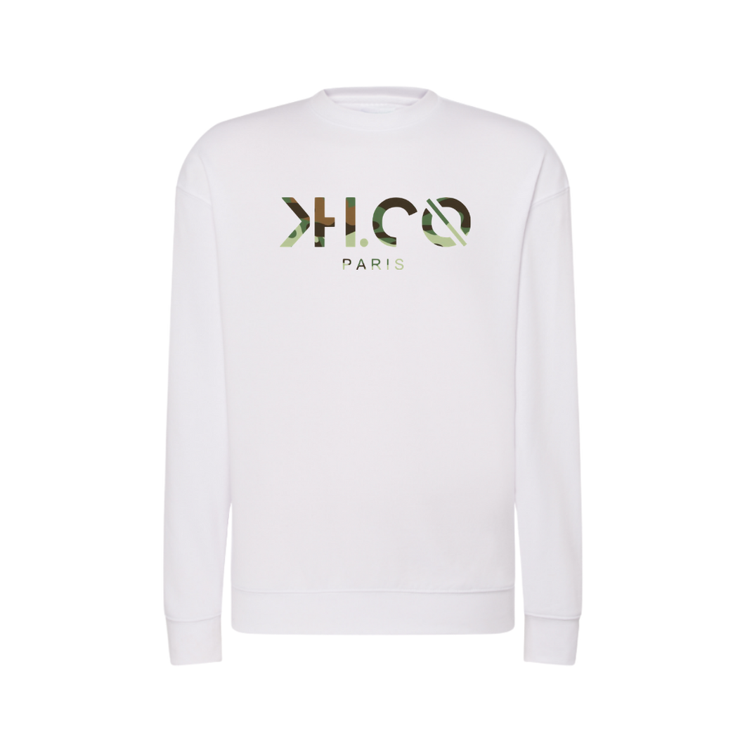 KH.CO Green Camouflage - Sweat Homme Blanc